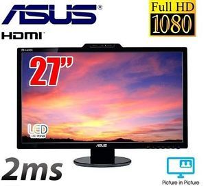 27" LED 2ms w Webcam Asus VK VK278Q LCD Monitor Speakers Pip DisplayPort