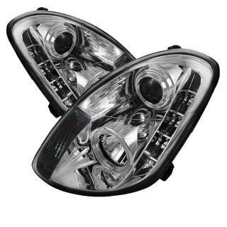 03 04 Infiniti G35 4D Sedan DRL LED Halo Projector Headlights Front Lamp Chrome