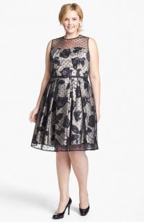 Eliza J Illusion Dot Print Fit & Flare Dress