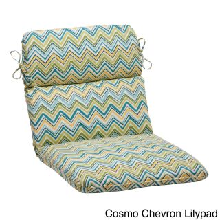 Pillow Perfect Cosmo Chevron Outdoor Rounded Chair Cushion (100 percent spun polyesterFill material: 100 percent polyester fiberClosure: sewn seam closureUV protectiveWeather resistantSuitable for indoor and outdoor useCare instructions: Spot cleanDimensi