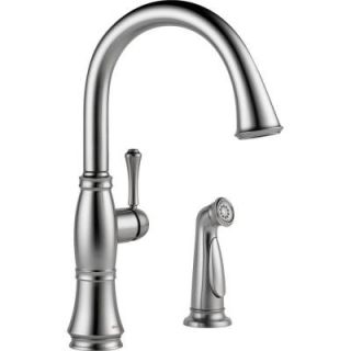 Delta Cassidy Single Handle Side Sprayer Kitchen Faucet in Arctic Stainless 4297 AR DST