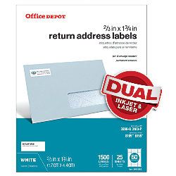Brand White InkjetLaser Return Address Labels 23 x 1 34  Pack Of 1500