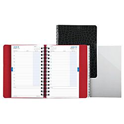 Day Timer 50percent Recycled Croc Embossed Daily Planner 4 78 x 8  RedBlack Interior January December 2013