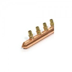 Uponor Wirsbo LF2821050 1" Copper Branch Manifold, 8 LF Brass 1/2" ProPEX Outlets