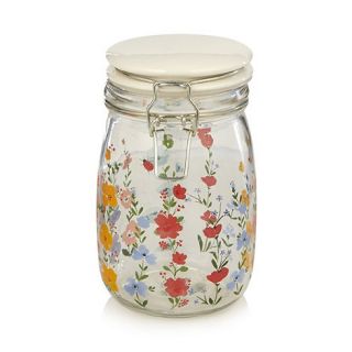 At home with Ashley Thomas Red floral large glass storage jar