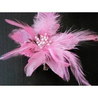  Lime Green Hair Feather Flower Hat Clip/ Brooch: Beauty