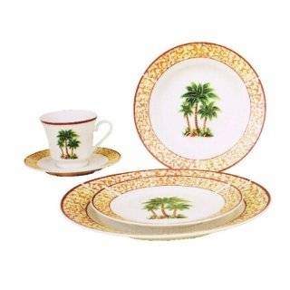Palm Tree Table Napkin and Dinnerware Set  Kitchen 