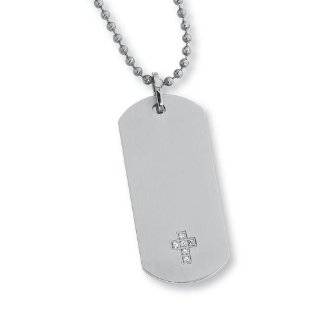  STEL Stainless Steel Black Cable Inlay Dog Tag Pendant. Jewelry