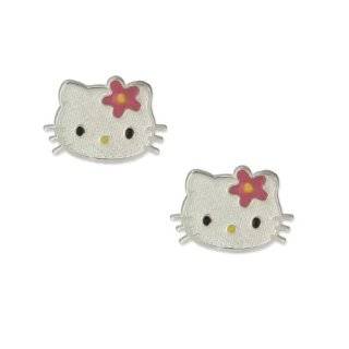   Hello Kitty Sterling Silver Pink Enamel 3pc Stud Earrings Set: Jewelry