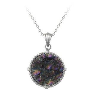 Sterling Silver Round Pink Drusy Quartz Stone Pendant Necklace, 18