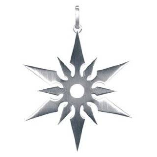  Stainless Steel Ninja Star Throwing Circle Pendant with 23 
