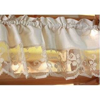 Vintage hand crochet lace Cafe Curtain / Valance12x59