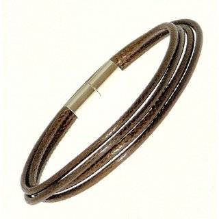  Trendy Mens Magnet Leather Bracelet Cuff (Brown) Jewelry