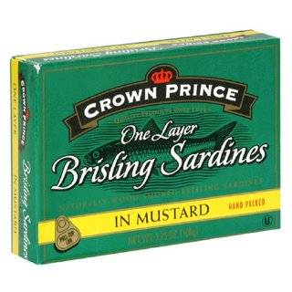 Crown Prince One Layer Brisling Sardines in Mustard, 3.75 Ounce Cans 