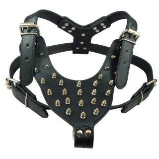 Small Top Dog Spiked Black Leather Dog Harness  Kitchen 