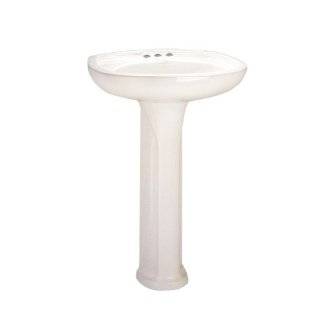 Small Kacy Pedestal Sink   8 Widespread Faucet Hole Drillings   White